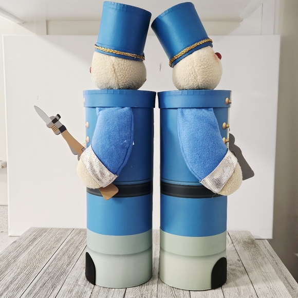 VTG Pair of 17" Toy Soldier Nutcracker Blue Cylinder Christmas Holiday Cardboard - Picture 5 of 16